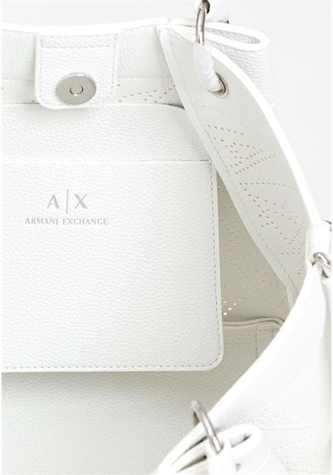 White women's bag with perforated allover lettering ARMANI EXCHANGE | 9429114R74447710